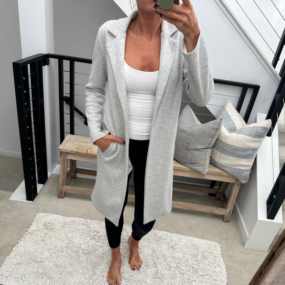 Forever 21 Gray Longline Open Front Duster Coat Minimalist | Size S - Picture 4 of 14